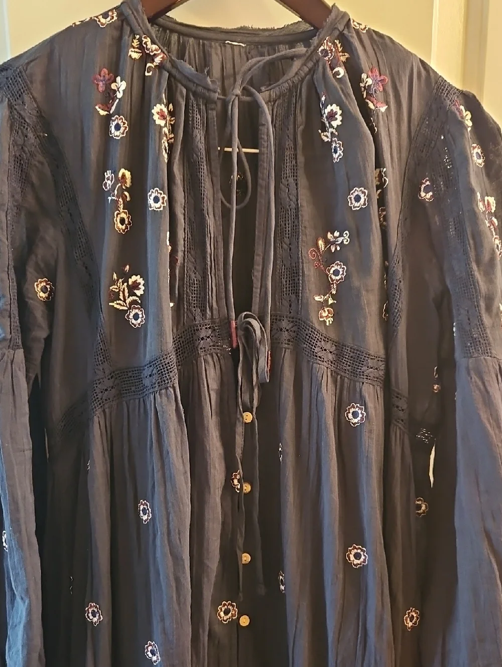 Free People Intimately Black Floral Chasing Spring Maxi Bodysuit, M, Embroidered - Picture 6 of 16
